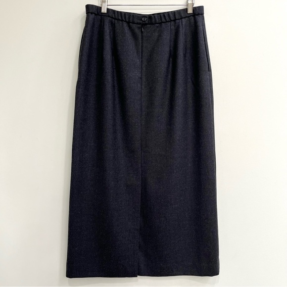 Vintage Pendleton wool midi maxi pencil skirt charcoal gray pockets modest 12 - Picture 2 of 11